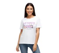 RE:COVERED X Looney Tunes Damen T-Shirt mit THATS ALL FALKS Schriftzug Baumwoll-Shirt Rundhals-Shirt RCWARN6612 Weiß L