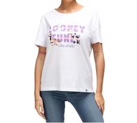 RE:COVERED X Looney Tunes Damen T-Shirt mit THATS ALL FALKS Schriftzug Baumwoll-Shirt Rundhals-Shirt RCWARN6612 Weiß XS