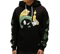 RE:COVERED X LOONEY TUNES Herren Kapuzen-Pullover mit Martian Marvin-Print Baumwoll-Hoody Langarm-Shirt RCWARN549 Schwarz S