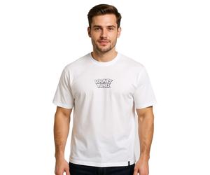 RE:COVERED X LOONEY TUNES Herren T-Shirt mit Print Baumwoll-Shirt Rundhals-Shirt RCWARN548 Weiß M