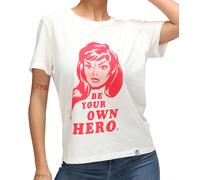 RE:COVERED X MARVEL Damen T-Shirt mit "Black Widow"-Print Baumwoll-Shirt Kurzarm-Shirt RCDIF2074 Ecru-Weiß S
