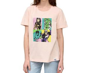 RE:COVERED X MARVEL Damen T-Shirt mit "Pop Art Portrait"-Print Baumwoll-Shirt Kurzarm-Shirt MMMARV1125 Rosa L