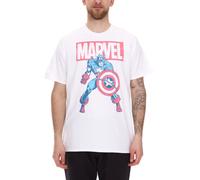 RE:COVERED X MARVEL Herren T-Shirt mit MARVEL & Captain America Figur Aufdruck Baumwoll-Shirt Kurzarm-Shirt IFMMMARV1104 Weiß S