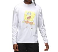 RE:COVERED X nickelodeon Herren Langarm-Shirt SpongeBob Schwammkopf Design Baumwoll-Pullover Rundhals-Shirt MMVCM272 Weiß S