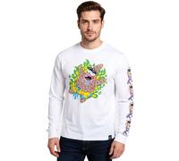 RE:COVERED X nickelodeon Herren Langarm-Shirt SpongeBob Schwammkopf Patrick Print Baumwoll-Pullover Rundhals-Shirt RCVCM687 Weiß L