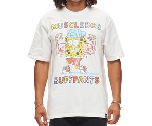 RE:COVERED X nickelodeon Herren T-Shirt SpongeBob Schwammkopf Baumwoll-Shirt Rundhals-Shirt RCVCM684 Ecru-Weiß S