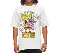 RE:COVERED X nickelodeon Herren T-Shirt SpongeBob Schwammkopf Baumwoll-Shirt Rundhals-Shirt RCVCM686 Ecru-Weiß S