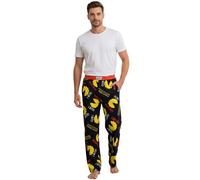 RE:COVERED X Pac-Man Caution I Bite Loungepants Herren Schlafanzug-Hose mit Pac-Man Allover-Print Pyjama-Hose RCPCM401 Schwarz/Gelb S