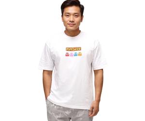 RE:COVERED X PAC MAN Herren T-Shirt Fruit Eyes Baumwoll-Shirt mit großem Rückenprint Rundhals-Shirt RCPCM289 Weiß L