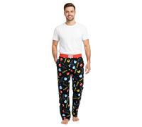 RE:COVERED X Pac-Man Loungepants Herren Schlafanzug-Hose mit Pac-Man Allover-Print Pyjama-Hose RCPCM400 Schwarz/Rot XL