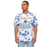 RE:COVERED X Space Jam Herren T-Shirt mit Front-Print im Batik Look Baumwoll-Shirt Rundhals-Shirt RCWARN751 Blau S
