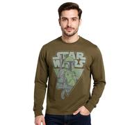 RE:COVERED X STAR WARS Herren Langarm-Shirt Mandalorian Print Baumwoll-Pullover Rundhals-Shirt RCDIF2046 Khaki S