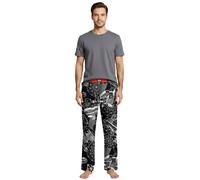 RE: COVERED X Star Wars™ Herren Pyjama-Hose Loungepants mit Raumschiff-Print Schlafanzug-Hose aus Baumwolle Modell RCDIF2107 Schwarz/Weiß L
