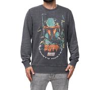 RE:COVERED X STAR WARS Herren Rundhals-Pullover mit Boba Fett Print Alltags-Sweater mit Baumwollanteil MMSTW2381 Grau S