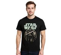 RE:COVERED X STAR WARS Herren T-Shirt Darth Vader Lichtschwert Print Baumwoll-Shirt Rundhals-Shirt RCDIF2043 Schwarz L