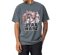 RE:COVERED X STAR WARS Herren T-Shirt Print mit Skywalker-Saga-Print Baumwoll-Shirt Kurzarm-Shirt MMSTW2449 Dunkel-Grau S