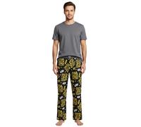 RE:COVERED X Star Wars Pyjama-Hose Herren Schlafanzug-Hose mit "The Force Be With You" Print Loungepants PCSTW1828 Schwarz/Gelb M