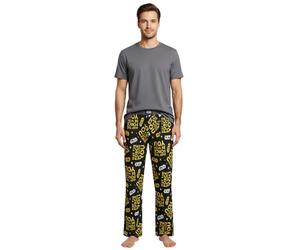 RE:COVERED X Star Wars Pyjama-Hose Herren Schlafanzug-Hose mit "The Force Be With You" Print Loungepants PCSTW1828 Schwarz/Gelb M