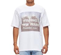 RE:COVERED X Twin Peaks Herren T-Shirt mit großem Front-Print Baumwoll-Shirt Kurzarm-Shirt RCVCM692 Weiß S