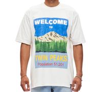 RE:COVERED X Twin Peaks Herren T-Shirt Welcome to Twin Peaks Print Baumwoll-Shirt Kurzarm-Shirt RCVCM690 Ecru-Weiß S