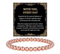 Real Copper Bracelet 6mm Stretchy Polished Jewelry Smooth Unisex Pure Bead | Men Women Bead Jewelry Metal Wrist for Office Gym Beach Wedding Yoga Travel Dating