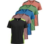 Real Essentials 5er-Pack: Herren-T-Shirt, V-Ausschnitt, Dry-Fit, feuchtigkeitsableitend, Active Athletic Tech Performance, Set 14, XX-Large