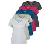 Real Essentials Damen Dry Fit V-Ausschnitt T-Shirt, Set 13, XXL