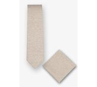 Real Guys Set Krawatte, Einstecktuch beige, Einfarbig