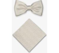 Real Guys Set Fliege, Einstecktuch beige, Blumen