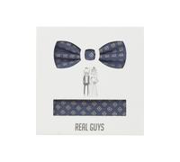 Real Guys Set Fliege, Einstecktuch blau, Gemustert
