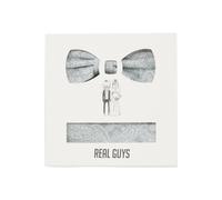 Real Guys Set Fliege, Einstecktuch grau, Paisley