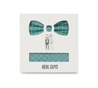 Real Guys Set Fliege, Einstecktuch grün, Gemustert