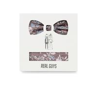 Real Guys Set Fliege, Einstecktuch rot, Blumen