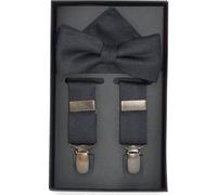 Real Guys Set Hosenträger, Fliege, Einstecktuch schwarz, Einfarbig