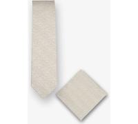 Real Guys Set Krawatte, Einstecktuch beige, Blumen