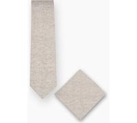 Real Guys Set Krawatte, Einstecktuch beige, Einfarbig