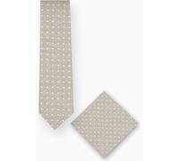 Real Guys Set Krawatte, Einstecktuch beige, Gepunktet
