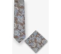Real Guys Set Krawatte, Einstecktuch braun, Paisley