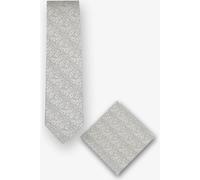 Real Guys Set Krawatte, Einstecktuch grau, Blumen
