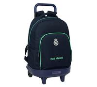 Real Madrid 2. Team 25/26, großer Rucksack mit Rädern, kompakt, abnehmbar, ideal für Kinder verschiedener Altersgruppen, bequem und vielseitig, Qualität und Widerstandsfähigkeit, 33 x 22 x 45 cm