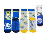 Real Madrid Anti-Rutsch-Socken für Kinder - 2er Pack Real Madrid Socken mit rutschfester Gummisohle, weich und atmungsaktiv, Kindersocken für Zuhause und Fußball, Originaldesign