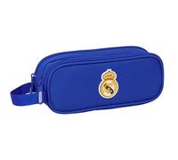 Real Madrid Doppelmäppchen für Kinder, ideal für Kinder im Schulalter, bequem und vielseitig, Qualität und Widerstandsfähigkeit, 21 x 6 x 8 cm