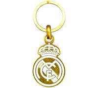 Real Madrid Eleganter und robuster Schlüsselanhänger aus vergoldetem Metall, perfekt zum Tragen von Schlüsseln im Madrid-Stil.