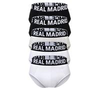 Real Madrid Herren Slips, 5er Pack - Briefs, Baumwollmischung, Logobund, einfarbig Schwarz/Grau/Weiß L