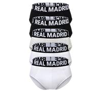 Real Madrid Herren Slips, 5er Pack - Briefs, Baumwollmischung, Logobund, einfarbig Schwarz/Grau/Weiß / L L Mehrfarbig