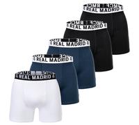 Real Madrid Jungen Boxershorts, 5er Pack - Boxer Trunks, Baumwollmischung, Logobund, einfarbig Weiß/Dunkelblau/Schwarz 140