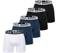 REAL MADRID Real Madrid Jungen Boxershorts, 5er Pack - Boxer Trunks, Baumwollmischung, Logobund, einfarbig (RMKTK) 140 Weiß/Dunkelblau/Schwarz