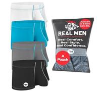 Real Men Bulge Enhancing Pouch Underwear for Men - 1 or 4 Pack Nylon 3 Inches- Ice Silk Mens Boxer Briefs with B and D Pouch, D Pouch 4er-Pack - Schwarz Weiß Grau Cyan, Large