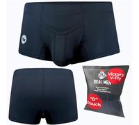 Real Men Bulge Enhancing Pouch Underwear for Men - 1 or 4 Pack Set - Ice Silk Mens Boxer Briefs with Size B & D Pouch, D Pouch 4er-Pack - Dunkelblau, Hellblau, Schwarz, Grau, Small