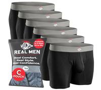 Real Men Natural Modal Pouch Boxer Brief - ABCD Custom Pouch Size - Waist XS-5XL, 6 Stück, 17,8 cm, Schwarz, X-Large